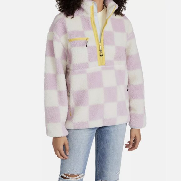 Levi's Jacquard Checker Fragrant Lilac Half-Zip Monty Sherpa Pullover - Picture 7 of 8